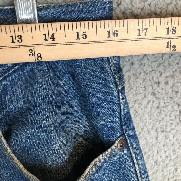 LL Bean Jeans Mens 34x30 Blue Medium Wash Green Fleece Lined Thermal 90s Classic - Picture 6 of 8